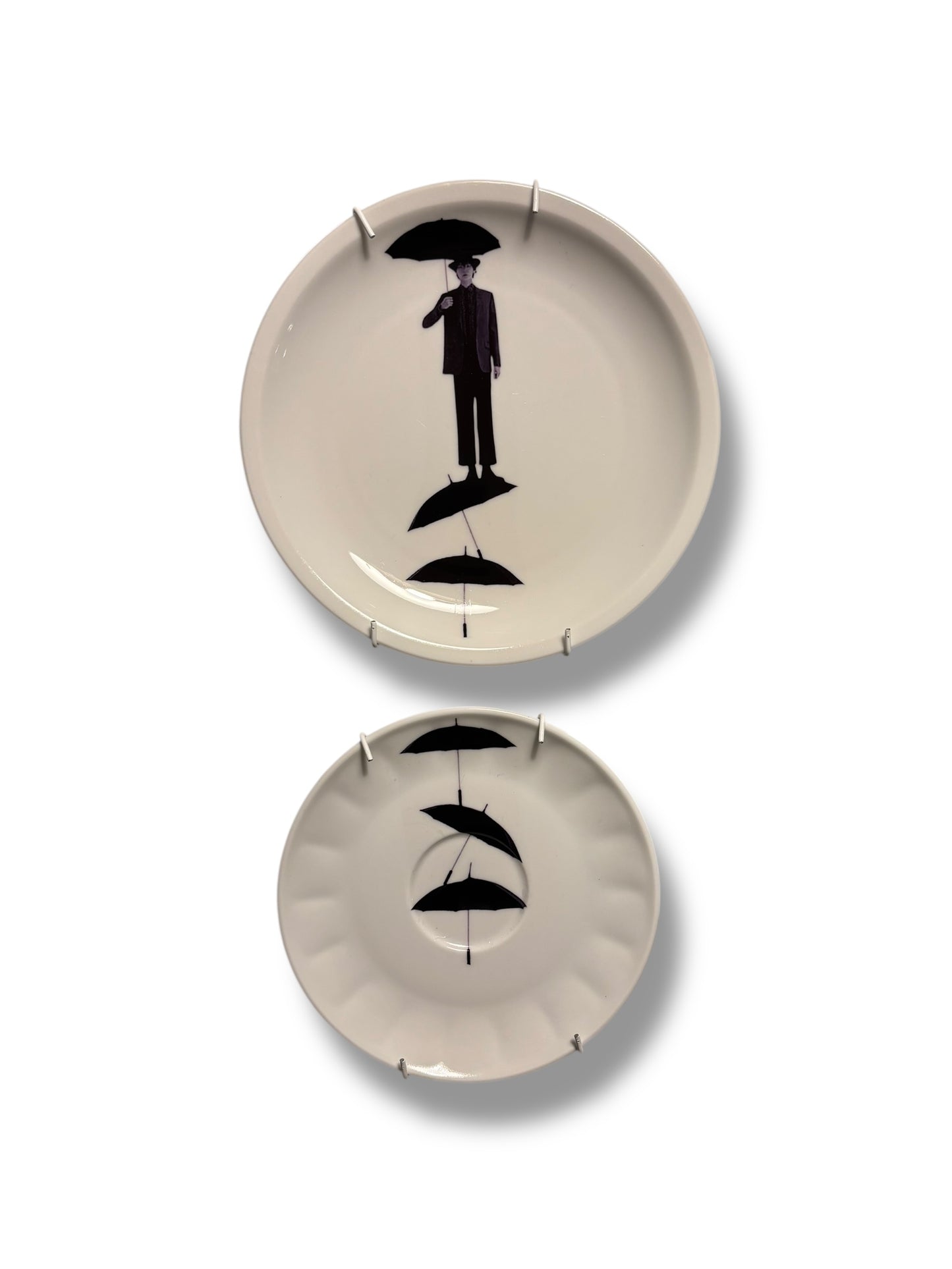 Vintage Wandbord Man met Paraplu’s | The Vintage Vibe