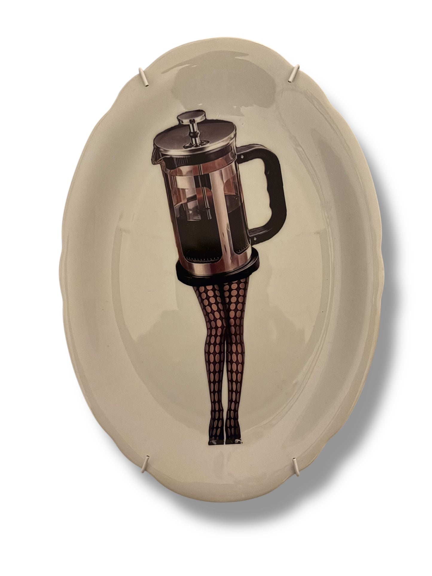 Vintage Wandbord Ovaal Koffie