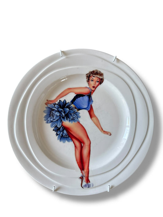 Vintage Wandbord Blauwe Dame | The Vintage Vibe