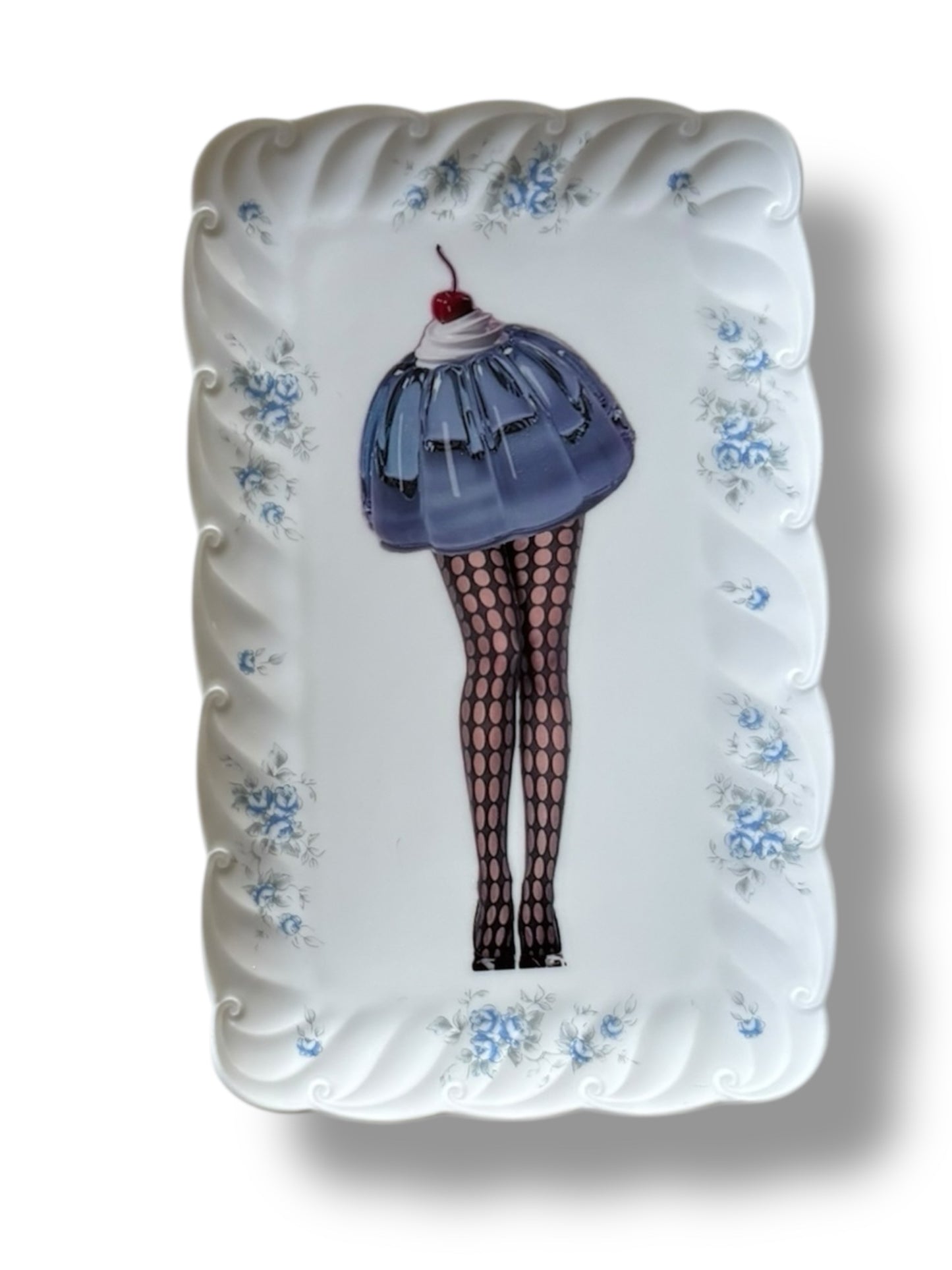 Vintage Wandbord Ovaal Blauwe Pudding | The Vintage Vibe