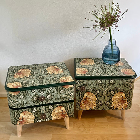 Vintage nachtkastjes bekleed met Pimpernel van William Morris | The Vintage Vibe